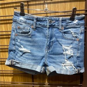 American Eagle Outfitters Blue Jean Shorts Distressed Cut-Off